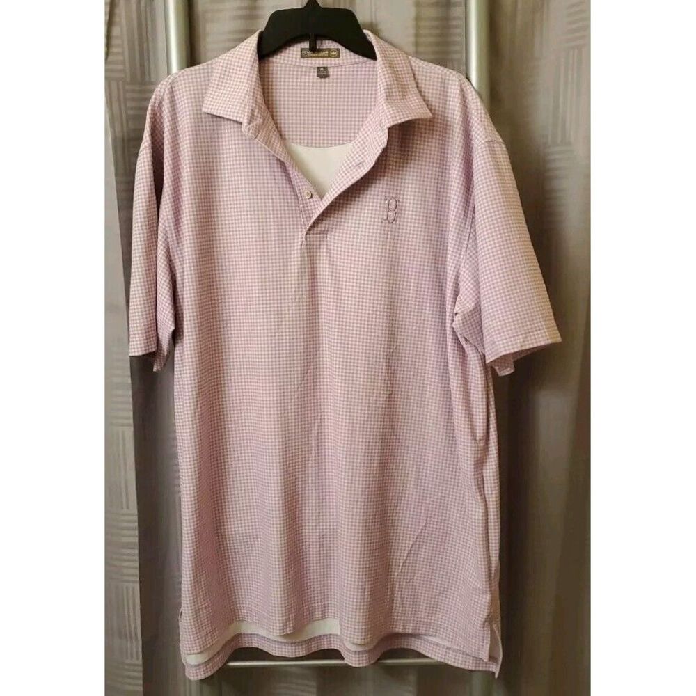 Peter Millar Summer Comfort Mens Sz X-Large Pink Purple Checked‎ Golf Polo